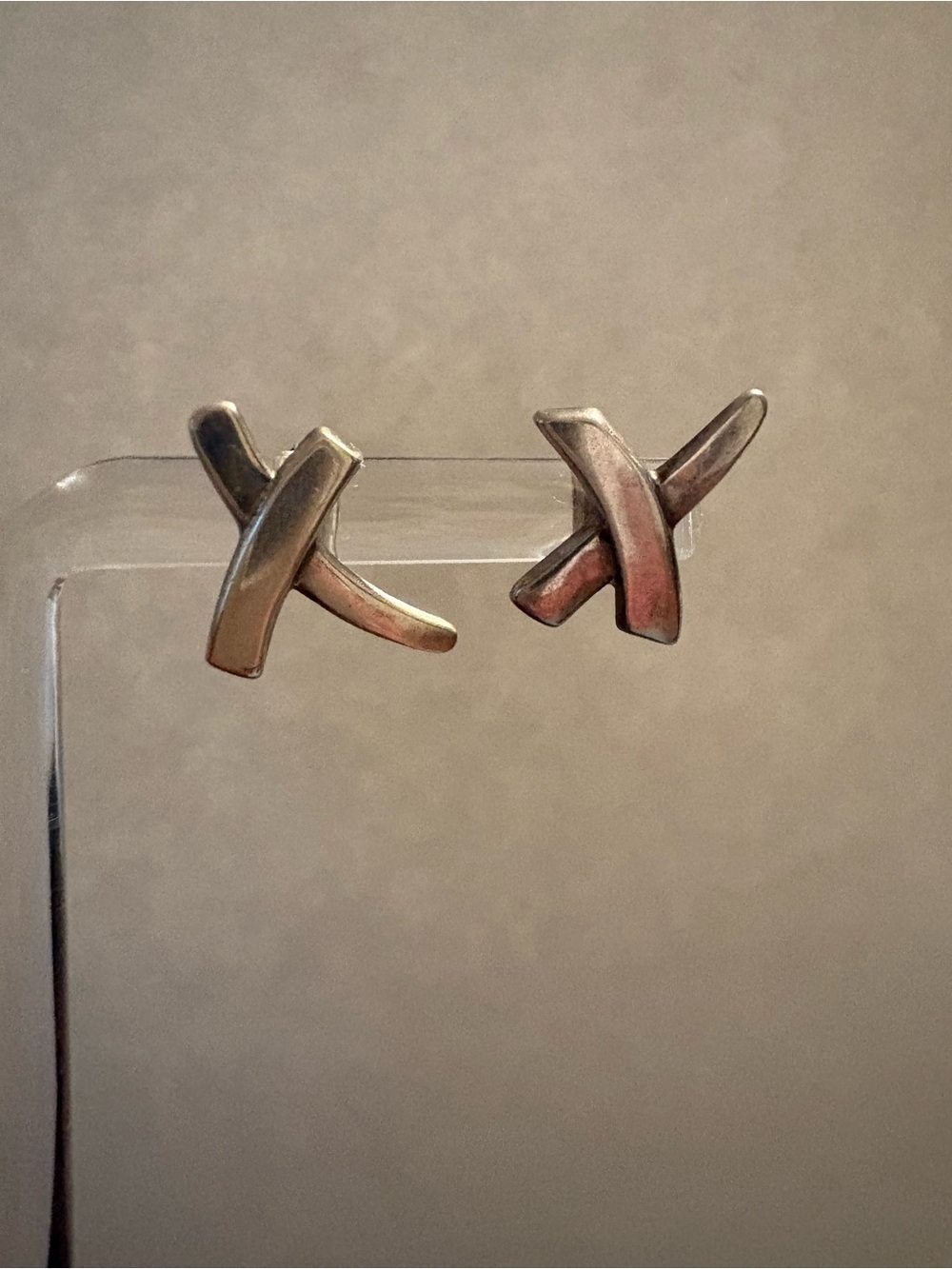 Tiffany & Co. Silver X Paloma Picasso earrings on Signature Blue Pouch - Picture 2 of 5